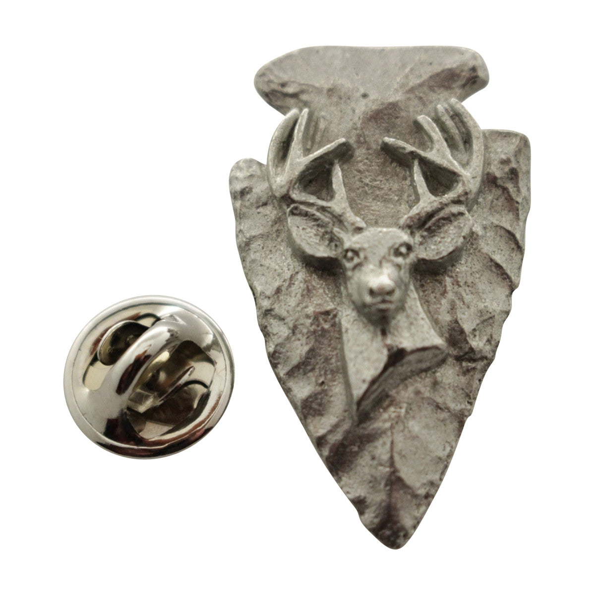 Arrowhead with Buck Pin ~ Antiqued Pewter ~ Lapel Pin ~ Sarah's Treats & Treasures